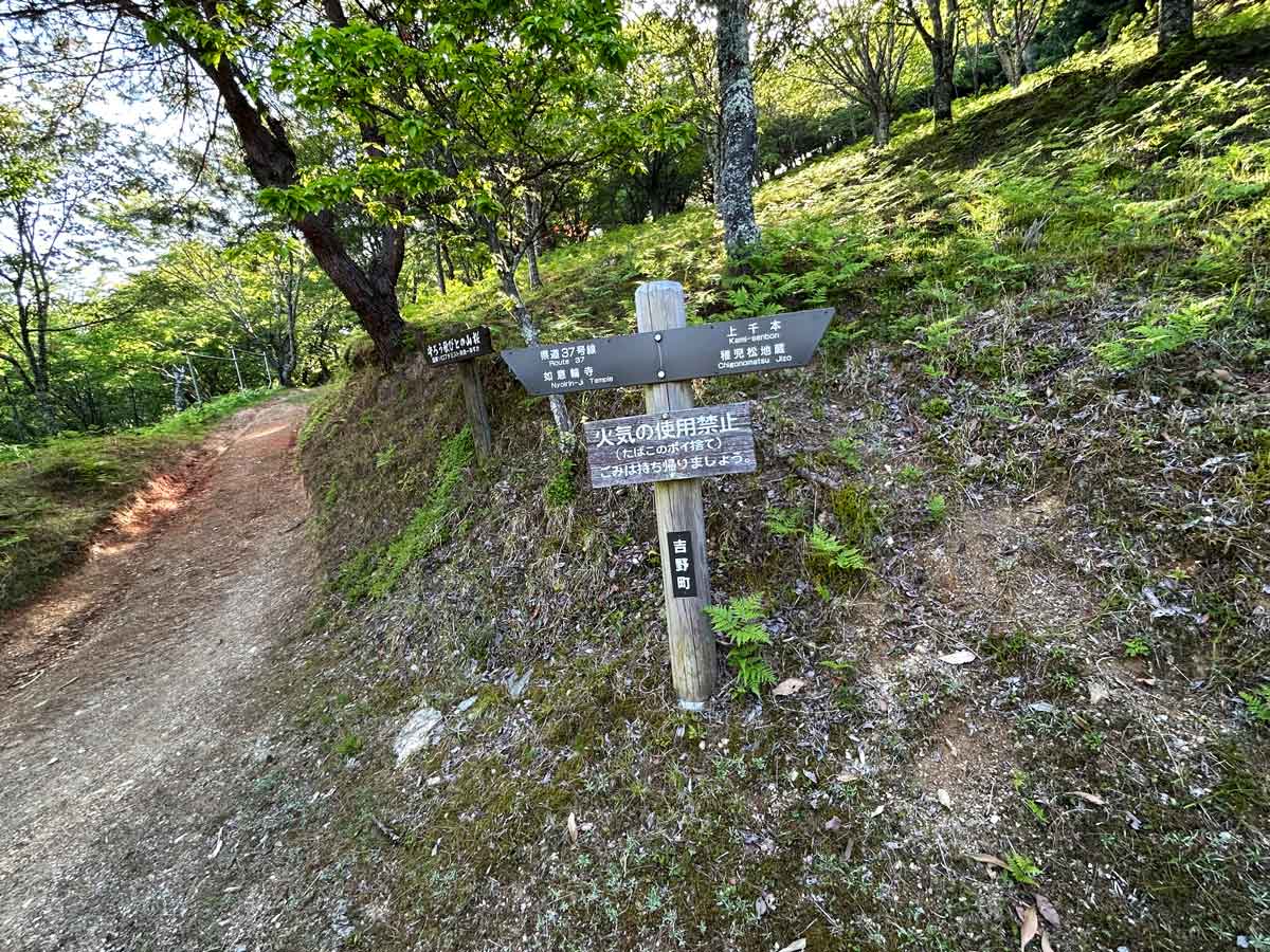 上千本と如意輪寺の方向案内↓