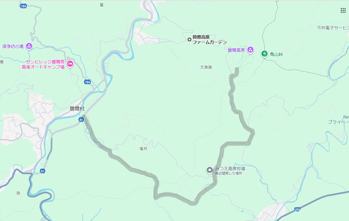 御杖村から曾爾高原へのルート