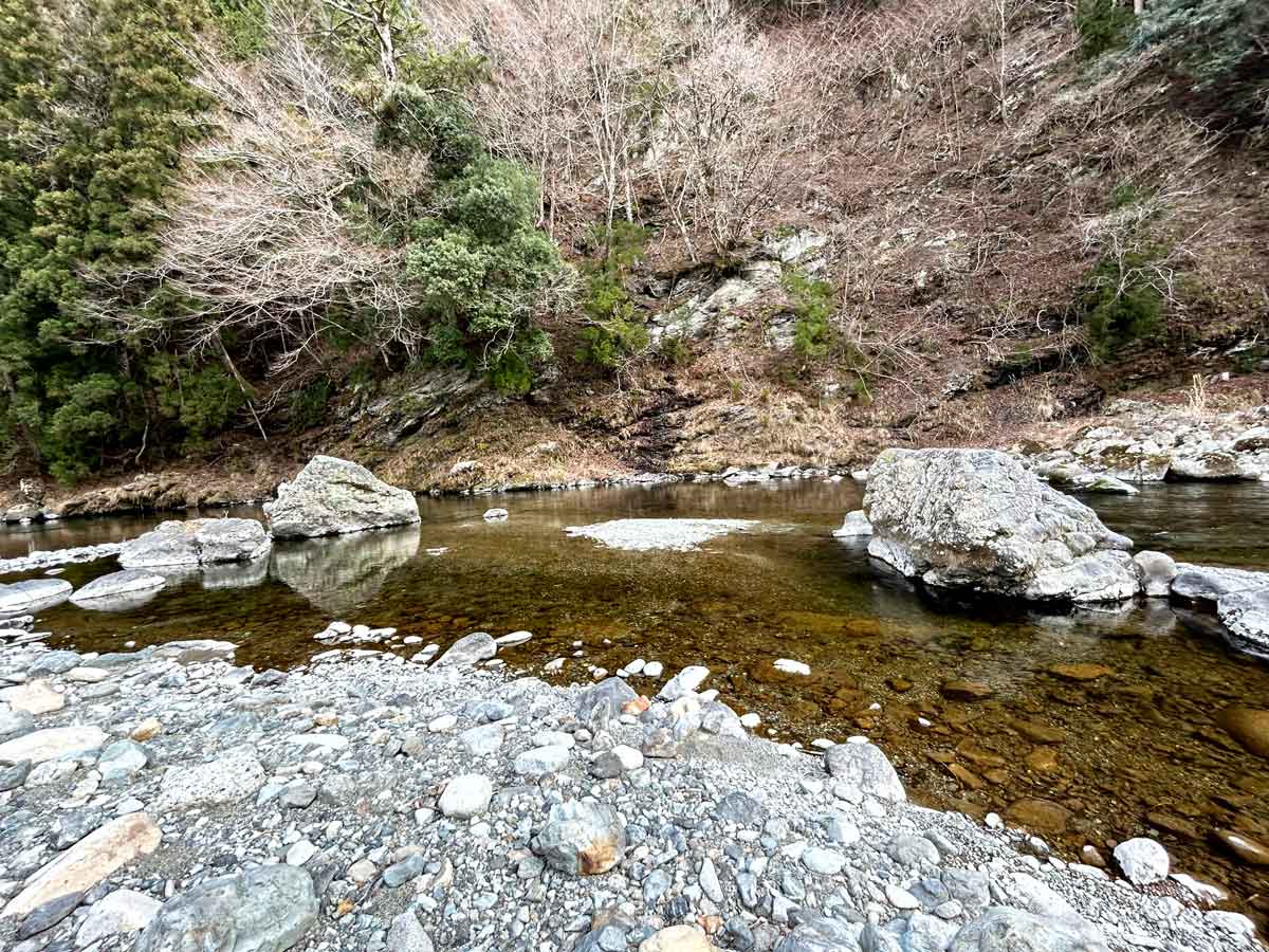 川の中央に砂州が見えます